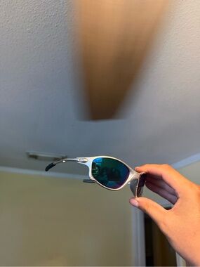 Silver Sunglasses with Blue-Green Mirrored Lenses Oakley Oakleys